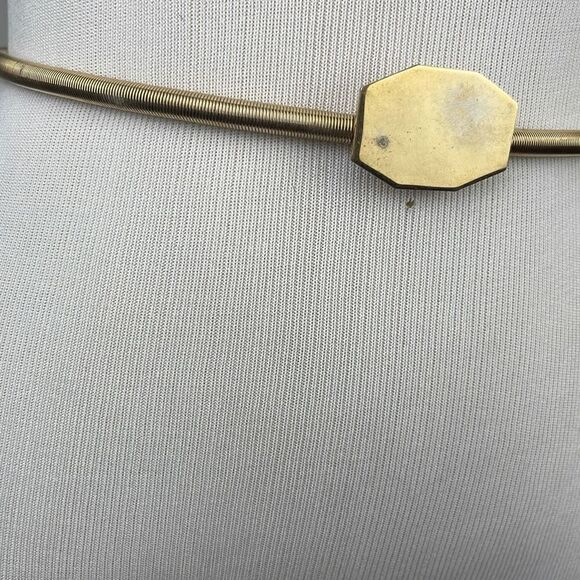 Vintage Retro Stretchable 80's Brass Gold Chain Metal Snake Belt - Picture 4 of 8